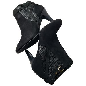 London Fog Quilted Buckle Heel Vegan Boots 8M